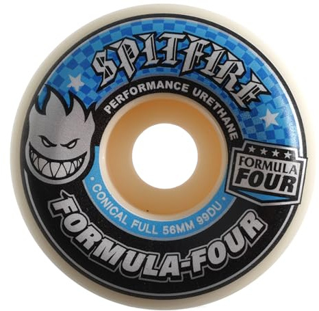 Spitfire Formula Four Skateboard-Rollen, konisch, 56 mm, 99a, Weiß, 4 Stück