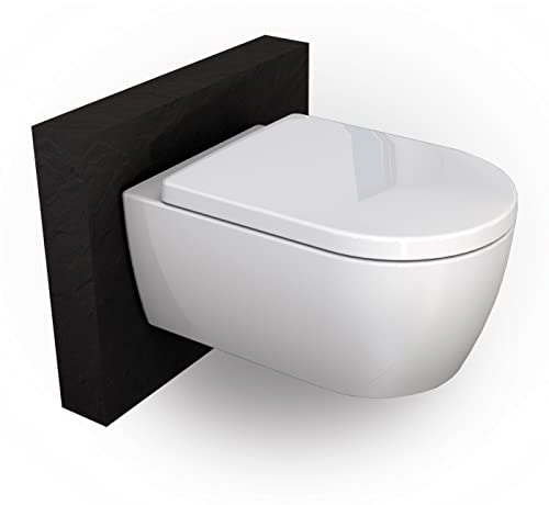 Bernstein spülrandloses Wand-Hänge WC NT2029 - NANO-Beschichtung (Lotuseffekt) - Absenkautomatik (Softclose), Keramik, Weiß, Tiefspül Toilette ohne Spülrand (Standard-Deckel mit LED-Nachtlicht)