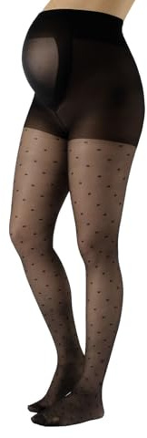 CALZITALY Collant de Maternité Voile à Pois | Collants de Grossesse Fantaisie à Pois Mode | S, M, L, XL | Noir | 20 DEN | Made in Italy (S, Noir)