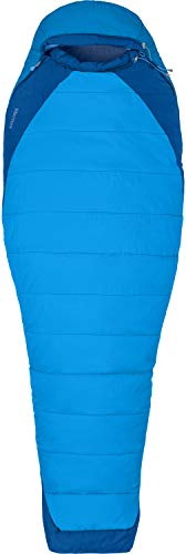 Marmot Trestles Elite Eco 15, Mumienschlafsack, leichter, umweltfreundlicher und warmer 3 Jahreszeiten Schlafsack, ideal zum Camping und Trekking, Clear Blue/Classic Blue 4863, LZ