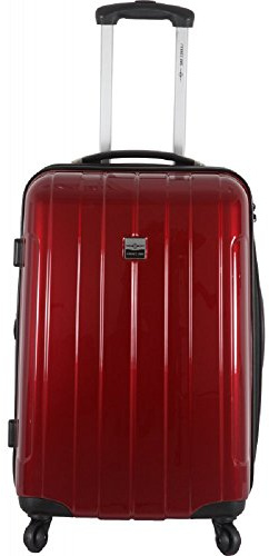 FRANCE BAG Valise Rigide 60 cm Polycarbonate Bordeaux Métal pour Moyen Séjour
