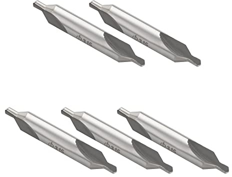 Utoolmart 3,15 mm Spitzendurchmesser Hochgeschwindigkeitsstahl-Zentrierbohrer 8 mm gerader Schaft doppelendige Senker Typ A Silber Drehmaschine Fräser Werkzeug 5 Stück