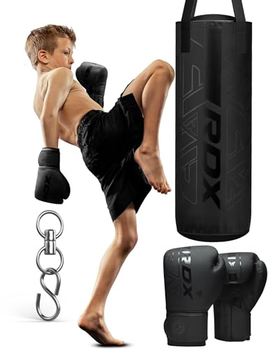 RDX Niños Saco de Boxeo 2ft para Entrenamiento, Junior Kara Bolsa de Boxeo para Muay Thai, MMA, Sparring, Kick Boxing, Artes Marciales, Punching Bag Set