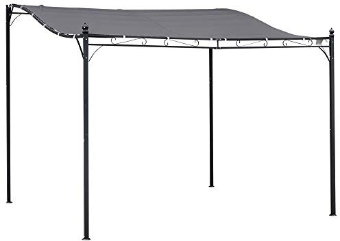 Outsunny Gazebo Pergola 3x3m da Esterno con Tenda Impermeabile Grigia