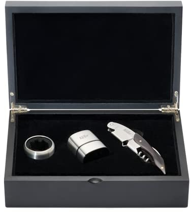 Käfer Sommelier-Set mit Kellnermesser, Tropfring und Drehverschluss für Champagner und Perlweine, hochwertiger Edelstahl, in Geschenkbox
