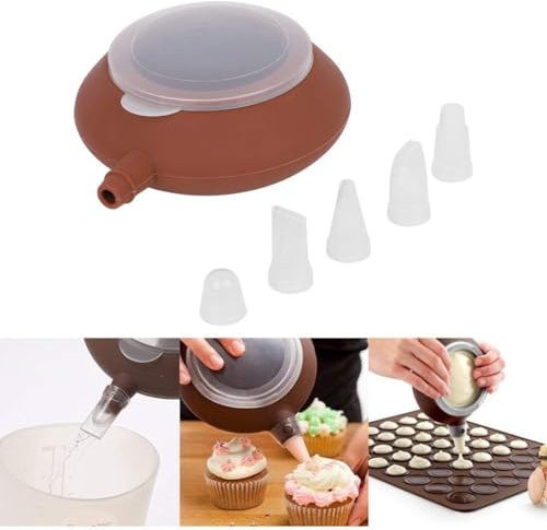 Punte per tubazioni, stampo in silicone per macaron, stampo da forno per macaron, kit da forno con 5 beccucci di grandi dimensioni per decorare pasticceria, crema per torte
