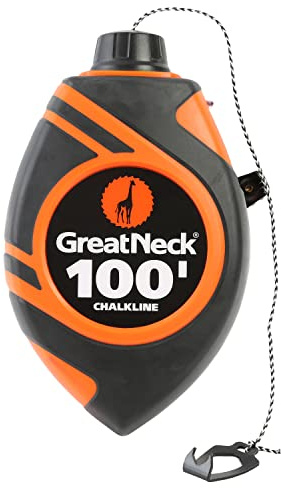 GreatNeck 74601 6 To 1 Chalk Reel, Retractable Chalk Line and Chalk Refill Bottle, Plumb Line Chalk Kit, Straight Line Tool