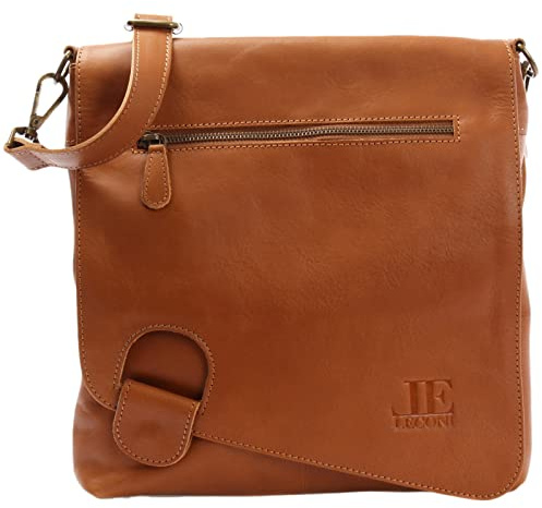 LECONI Umhängetasche Damen-Tasche Crossbag Leder Natur Schultertasche Vintage-Look Ledertasche Frauen + Herren Handtasche aus Echt-Leder 29x29x6cm LE3073