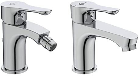 Ideal Standard BC652AA Alpha Miscelatore bidet, cromato & BC552AA Alpha Miscelatore lavabo, senza piletta, cromato