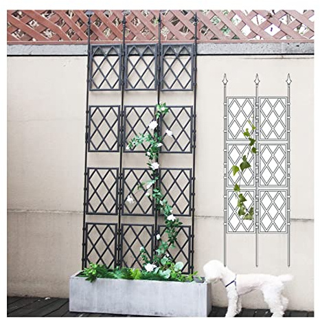 SHUITUKOUU Enrejado Metálico para Jardín,Enrejados Resistentes De La Vid del Metal del Jardín Negro para Las Estructuras De Apoyo De Las Plantas Trepadoras Al Aire Libre,180cm/70.86in,57cm/22.44in