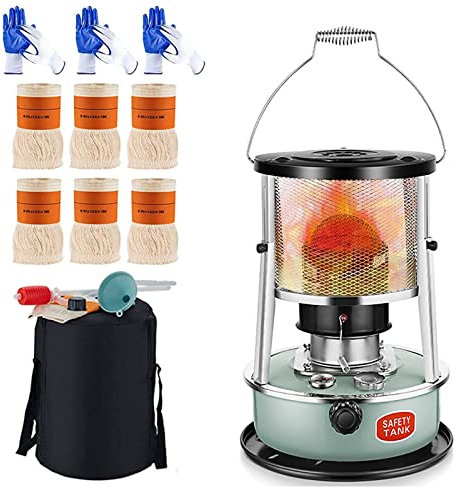 BeiLiHe Petroleumofen für Innenräume, 4.5L Petroleum Heizung, 2600 W Tragbarer Badezimmer Petroleumheizung, 360 ° Mobile Heizung mit 6 Ersatzdochten und 3 Handschuhe, für Camping Zeltheizung Kochen