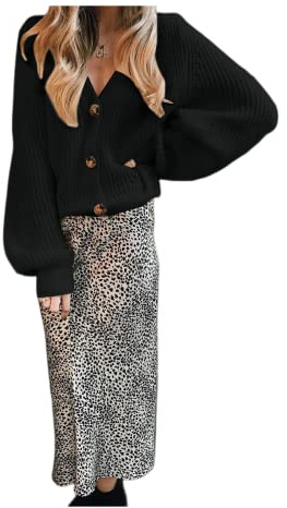HEYPORK Damen Herbst Winter Warm Bequem Pullover Casual Mode Strickjacke Strickpullover Frauen Einfarbiger Pullover Cardigan Gekürzte Strickwaren
