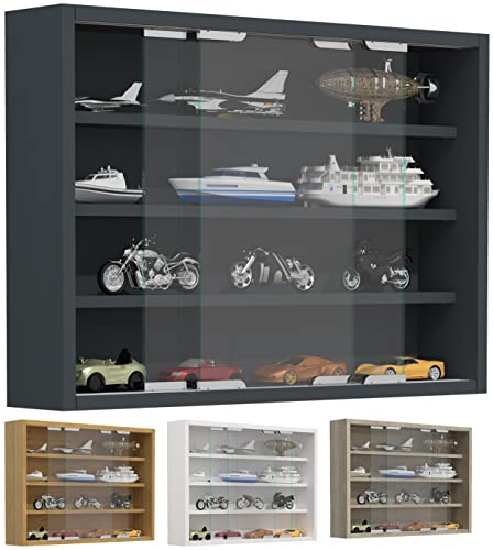 VCM Glasvitrine hängend | Vitrine Glas mit ESG-Sicherheitsglas | Maße: H. 40 x B. 57 x T. 10 cm | Hängevitrine Glas | Modern und platzsparend | Glas Vitrinenschrank - Agisa M