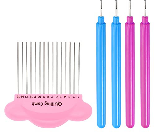 PATIKIL Papier Ligné Piquage Outil Ensemble, 5 Paquet Fendu Aiguille Stylos Comb Bouclage Roulant pour bandess Création Bricolage Art Artisanat