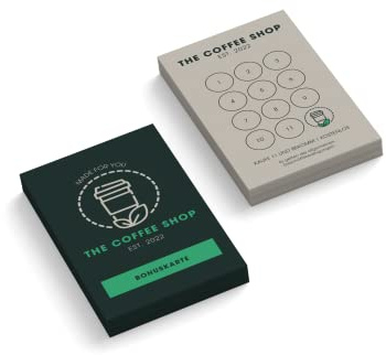 Bonuskarten personalisiert | The Coffee Shop | 2-seitig | Hochformat | Menge zur Auswahl | Treuekarten | Stempelkarten | Restaurant | Café | Gastronomie | Kaffeebecher (250 Stück)