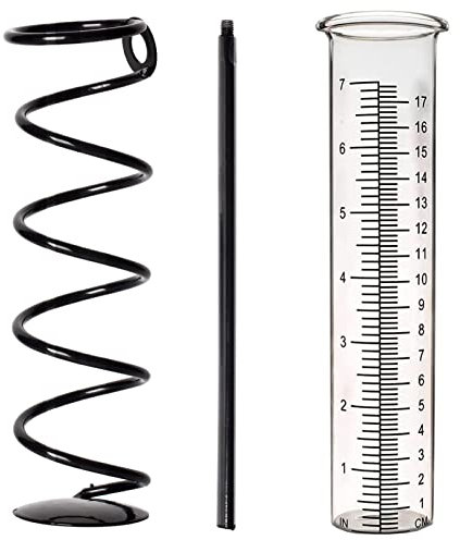 Dubbulon Pluviomètre Extérieur, Jardin Exterieur en Verre, Pluviomètres avec Piquet Et Métallique Amovible Rain Gauge, pour Pelouse, Cour Et Jardin