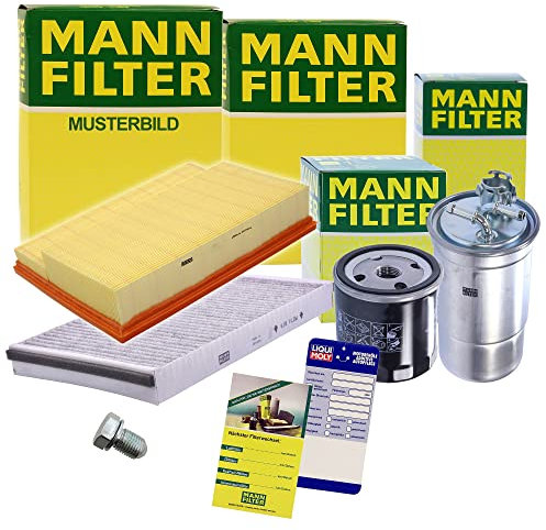 MANN-FILTER Inspektionspaket Filterset 1x Ölfilter, 1x Luftfilter, 1x Innenraumfilter (Aktivkohlefilter), 1x Kraftstofffilter, 1x Ölablassschraube Kompatibel mit OPEL CORSA B (S93)