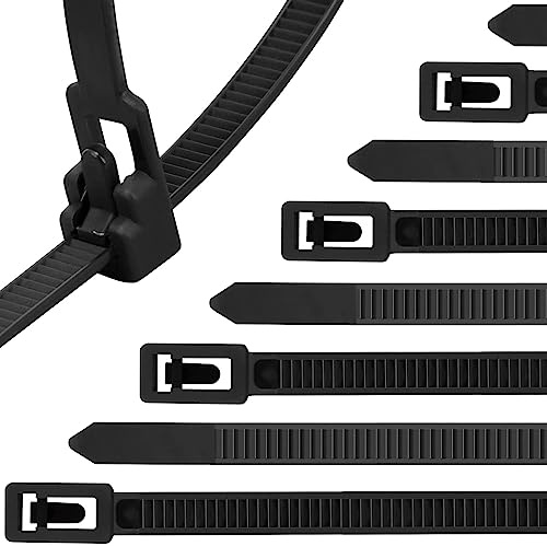 Wiederverwendbare Kabelbinder Wiederverschließbar 150mm x 4,8mm Kabelbinders Schwarz Klein100 Stück Flexibel Cable Ties 15 cm UV Beständig Nylon Waterdicht Zip Tie Wraps Wire Ties