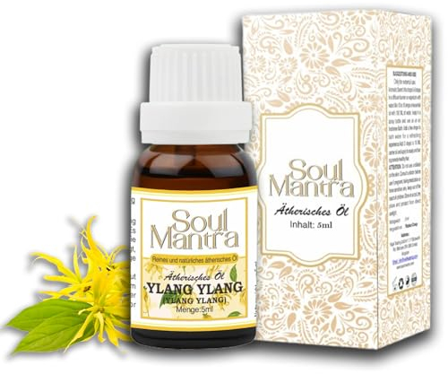 Soul Mantra Ätherische Öle Ylang Ylang 5 ml, Ätherisches Ylang Ylang Öl 100% Reine Naturrein für Diffuser, Therapeutischer Qualität Aromatherapie Duftöle für Luftbefeuchter, Kerzen, Duftlampe(30ml)