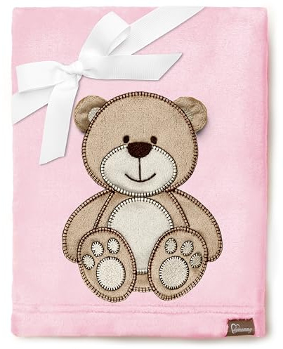 Be Mammy Coperta calda per bambini con peluche regalo per bambino con motivi 3D (Rosa Cipria - Orso)
