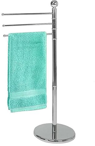 Virsus Portasciugamani a Piantana da Bagno Cromato 139, misura 29x90 cm, Porta Salviette da Terra a 3 Barre, Supporto a Barre Girevoli, Accessori per il Bagno