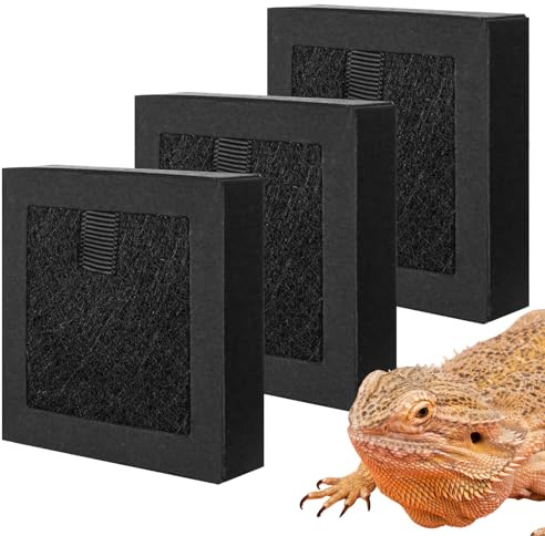 REPTI ZOO Reptile Terrarium Air Purifier Activated Carbon Replacement Filter 3 PCS, 3 Layer High Efficiency Prefilter,Only Compatible with REPTI ZOO Reptiles Air Purifier