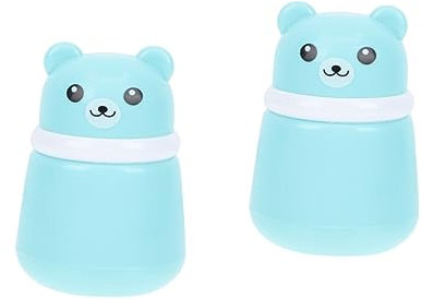 Toyvian 2stücke Cartoon Bear Powder Puff Box Praktische Babypuder-box Mit Puderquaste Für Unterwegs Großvolumig Auslaufsicher Süßes Design