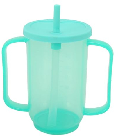 Fockety Adult Sippy Cup, 2 Griffe mit Strohhalm Spill Proof Plastic Cups, Tassen mit Deckel und Spill Proof Straw für ältere Menschen Dysphagie