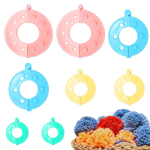 8 Stück Pompon Maker in 4 Verschiedenen Größen Pom Pom Maker Pompom Maker Set Pompon Maker Kit Pompon Strickwerkzeug für DIY Handwerk Dekoration