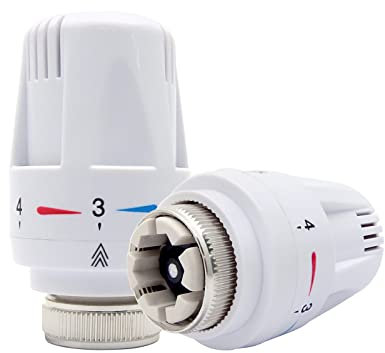 2PCS Temperature Control Valve, M30*1.5 System Thermostatic Radiator Head, Automatic Standard Radiator Valve Replacement Fixed Head, Thermostatic Radiator Valve Heating System for Home Office White