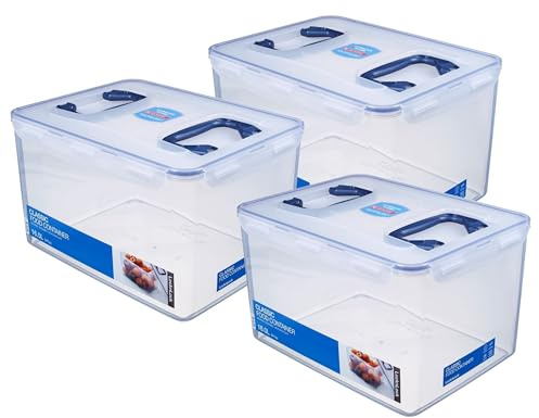 LocknLock Dosen 3er Set HPL890 Vorratsdosen Deckel mit Griff 16 L Maße (LxBxH): 361 x 274 x 212 mm - Lebensmittelbehälter Futter Box Katzenfutter Aufbewahrungsbox - Lock and Lock Dosen Futtertonne