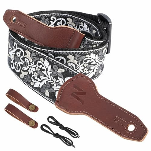Nefelibata Banjo-Gurt, 5,1 cm breit, Vollnarbenrindsleder, Gitarrengurt