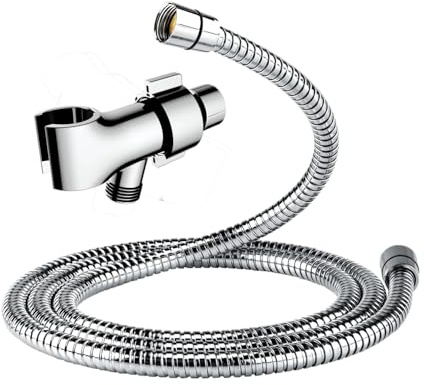 AquaYouth Shower Hose & Holder for Handhelds, 79 Extra Long Shower Hose, Built-in Explosion-Proof Braided Mesh Anti-leakage, 304 Stainless Steel Chrome Plated, with Shower Head Holder (chrome)