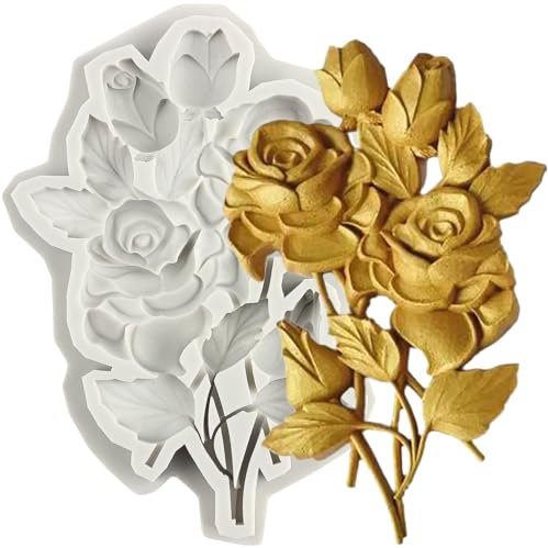 MINFEIDMS Rose Blume Silikonformen Rosenblätter Fondant Form für Zuckerkuchen Dekorieren Cupcake Topper Schokolade Gummipaste Süßigkeiten Polymer Clay