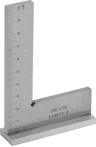 Equerre Menuisier 100x70mm, Equerre À Chapeau en Acier avec Base et Échelle DIN 875, Règle d'Angle 90 Degrés, Bloc Angle pour Ingénieur, Charpentier, Machine de Laboratoire, Travail Bois