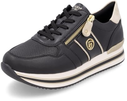 Remonte Damen Low-Top Sneaker D1327, Frauen Halbschuhe,lose Einlage,straßenschuhe,Strassenschuhe,Sportschuhe,Freizeitschuhe,schwarz Kombi (03),40 EU