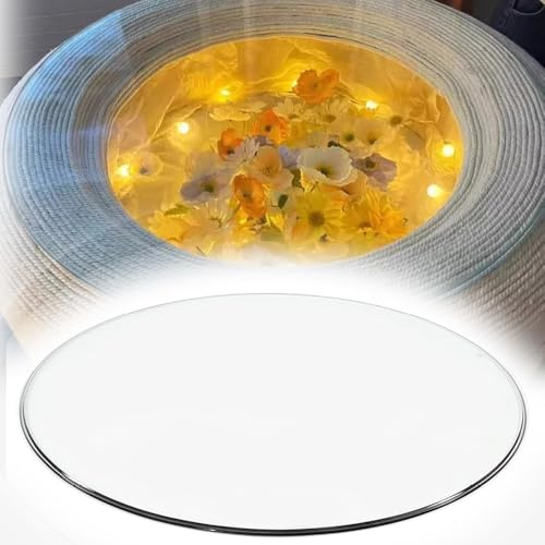 ZYXQQJ 45cm 88cm 65cm 75cm Rund Glasplatte Tischplatte Gehärtetes Glas Für Esstisch 8mm Dicke Round Glass Panel DIY Table(Ø65cm/25.6in)