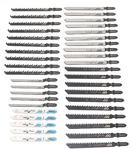 ZenithAur Juego de hojas de sierra de calar, 40 piezas de hojas de sierra alternativa de acero de alta velocidad, amplia aplicación, fácil instalación para plástico