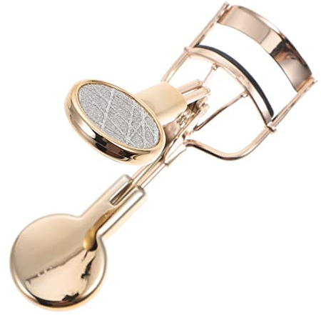 Wimpernzange Goldene aus Edelstahl mit Rutschfestem Fingergriff | Glitzer Design, Robustes Kosmetikwerkzeug, Präzises Locken für Gepflegte Wimpern, Handlich im Alltag