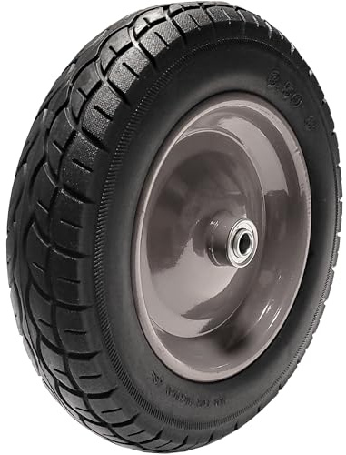 350mm Wheelbarrow Wheel with 16mm Roller Bearings Puncture Proof Solid Wheel on Metal Hub for Wheelbarrow Truck or Trolley PU Solid Wheelbarrow Wheel 350-8 Wheel