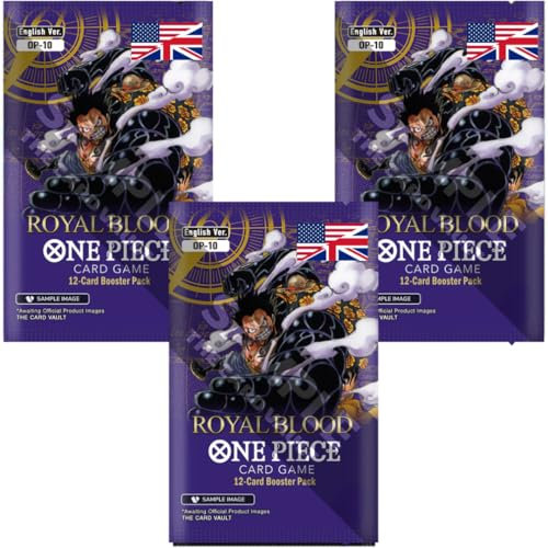 Generisch für One Piece Card Game OP-10 Royal Blood Booster mit 12 Karten pro Pack ENGLISCH Version Sammelkarten 3 x Boosterpack