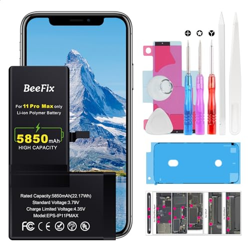 Beefix Batteria per iPhone 11 Pro Max, 5850mAh Li-Ion Batteria sostitutiva con strumenti di riparazione Compatibile con A2218, A2161, A2220