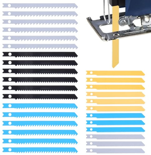 30pcs Jig Saw Blades for Wood, U-Shank Jig Saw Blade Set,Multi-Purpose Jigs Saws Blades,High Carbon Steel Jigs Saws Blade Set for Wood,Metal Plastic Cutting,6T 8T 10T 14T 18T 24T 32T