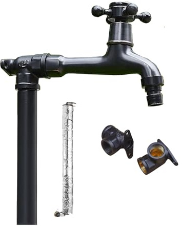 Fontaine a Eau exterieure de Jardin, Colonne d'eau de Jardin autoportante Tout cuivre, Robinet Vertical antigel pour Jardin, borne d'arrosage extérieure(40cm/16in)