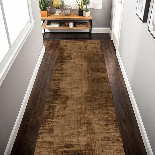 Tappeto passatoia antiscivolo, marrone, lavabile, per cucina, ingresso, portici anteriori, scale, misure lunghe, 60 x 300 cm, 80 x 400 cm, 100 x 600 cm