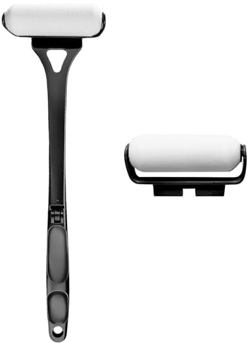 Rückenlotion Applikator für Männer/Damen, Lotion Applikator Lotionsbürste Körperpflege Hautpflegewerkzeug-Klappgriff mit 2 Auswechselbaren Rollenkopf Für eingeschränkte Personen ältere (Schwarz, 1)