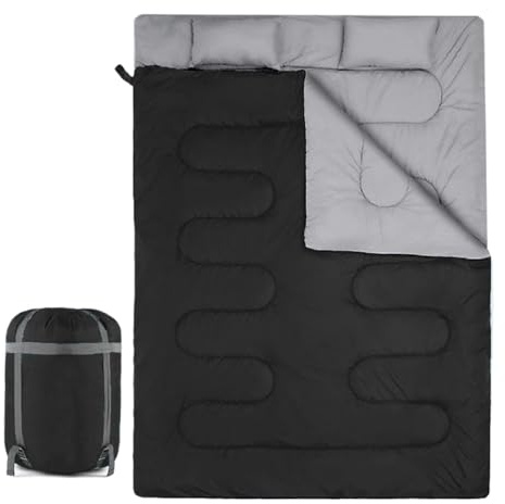 Hozaenwa Sacos De Dormir para Adultos 2 Personas | Saco para 2 Personas Extra Grande | Equipo de Viaje Abrigado para Senderismo Exterior Unisex en Invierno con Soporte Cálido