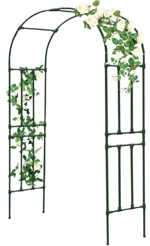 Arche de jardin en métal pour plantes grimpantes, treillage extérieur, arche décorative de 180 à 300 cm de largeur, pergola pour arrière-cour, finition verte résistante à la rouille