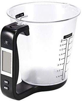 Caraffa graduata digitale da cucina multifunzione, tazza per pesare la temperatura e il volume con display LCD rimovibile(Nero)