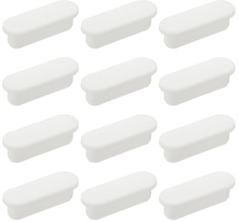 sourcing map 12Pcs Sink Overflow Ring, Universal Sink Overflow Drain Cover, Insert in Hole Silicone Cap Oval Caps for Bathroom Kitchen Basin Wash Basin, White
